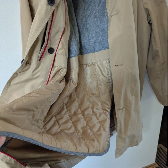 Cole Haan Rain Car Trench Coat Tan Brown Leather Trim Men's M Medium - Picture 13 of 13